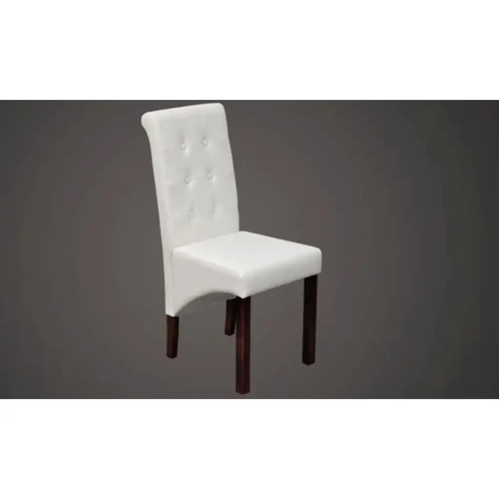 Dining Chairs Set of 2 Kitchen White Padded Seat Backrest