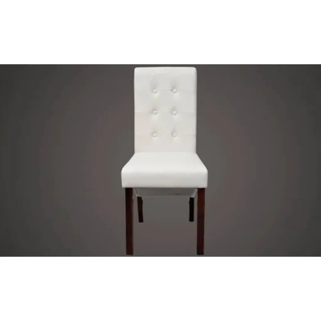 Dining Chairs Set of 2 Kitchen White Padded Seat Backrest