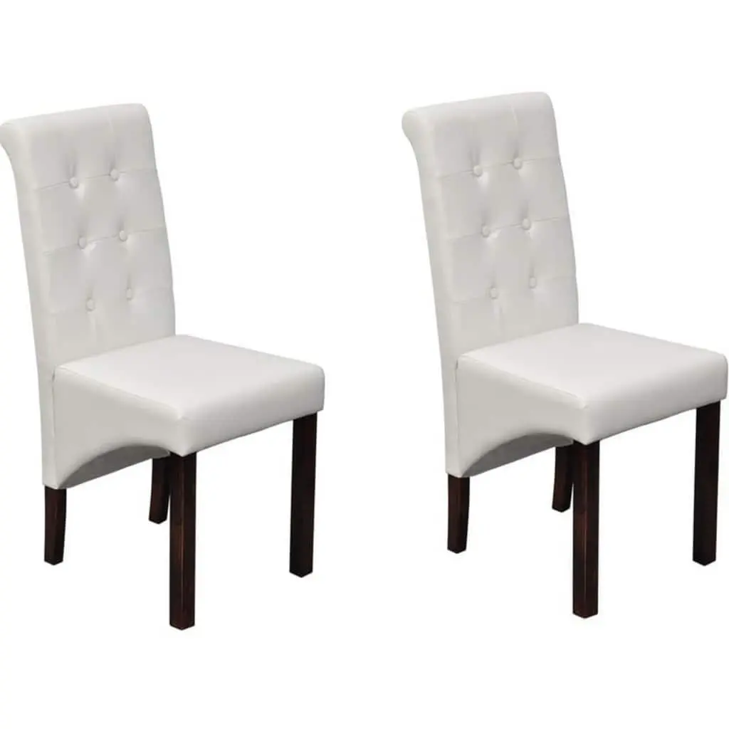 Dining Chairs Set of 2 Kitchen White Padded Seat Backrest