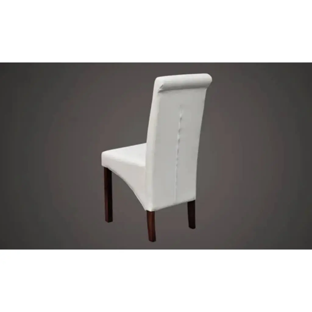 Dining Chairs Set of 2 Kitchen White Padded Seat Backrest
