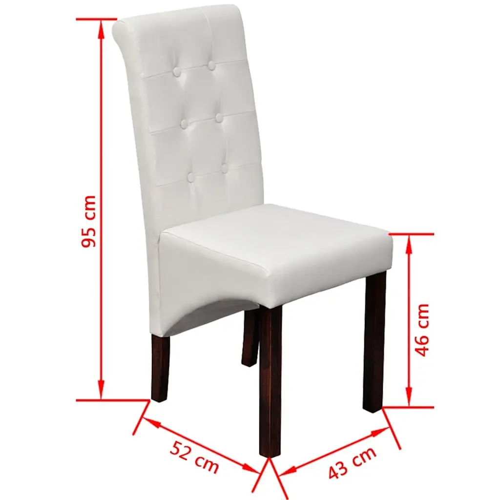 Dining Chairs Set of 2 Kitchen White Padded Seat Backrest