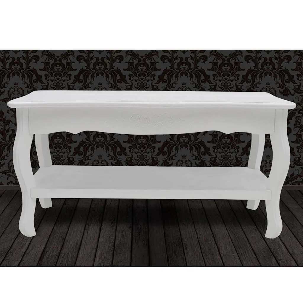 White Coffee Table 2-Tier Open Shelves Living Room Accent Furniture Storage