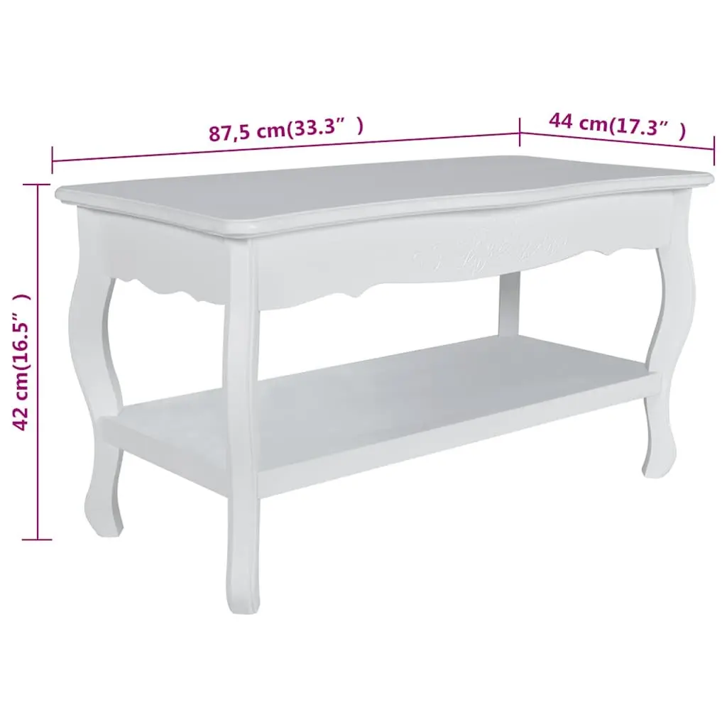 White Coffee Table 2-Tier Open Shelves Living Room Accent Furniture Storage