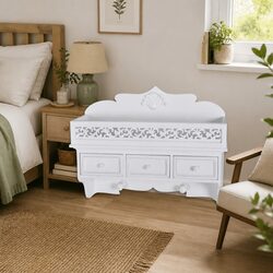 White Wall Shelf with 3 Drawers and 2 Hooks: Specs Inside