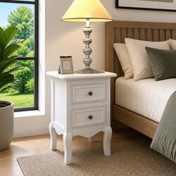 Bedside Tables Set of 2 with Drawers White Nightstands Bedroom Furniture