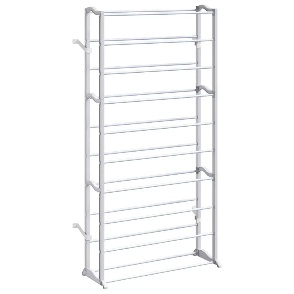 10-Tier Shoe Rack White Compact Storage Organiser