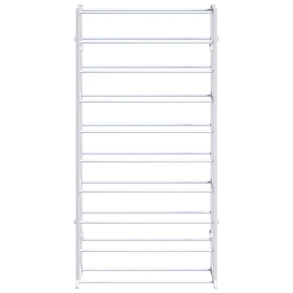 10-Tier Shoe Rack White Compact Storage Organiser