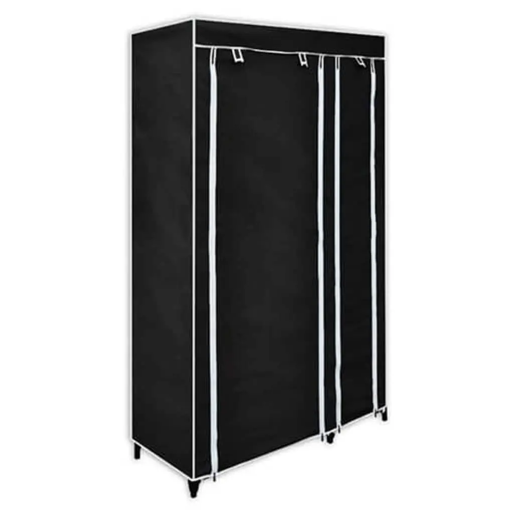 2-Piece Black Folding Wardrobe with Steel Frame