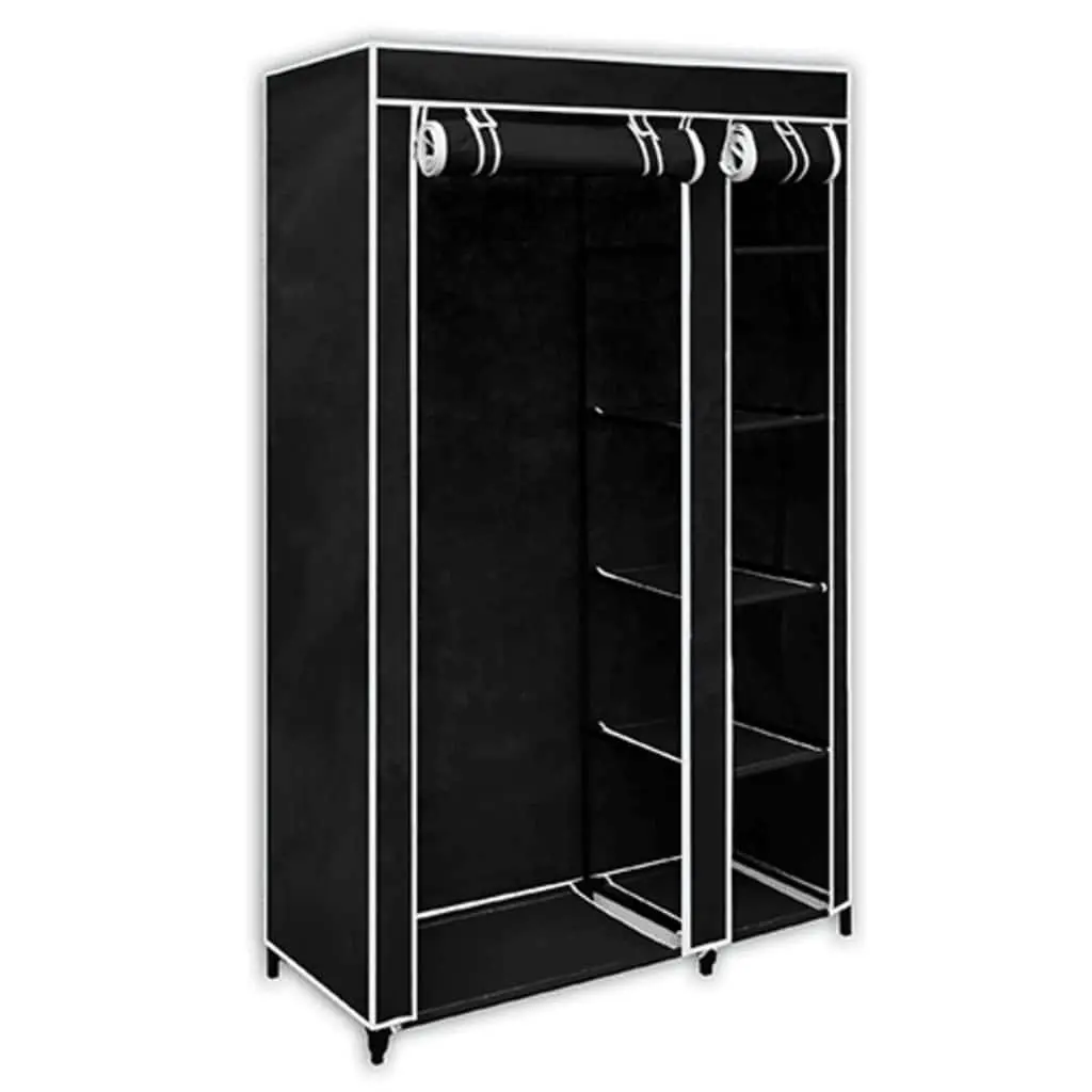 2-Piece Black Folding Wardrobe with Steel Frame