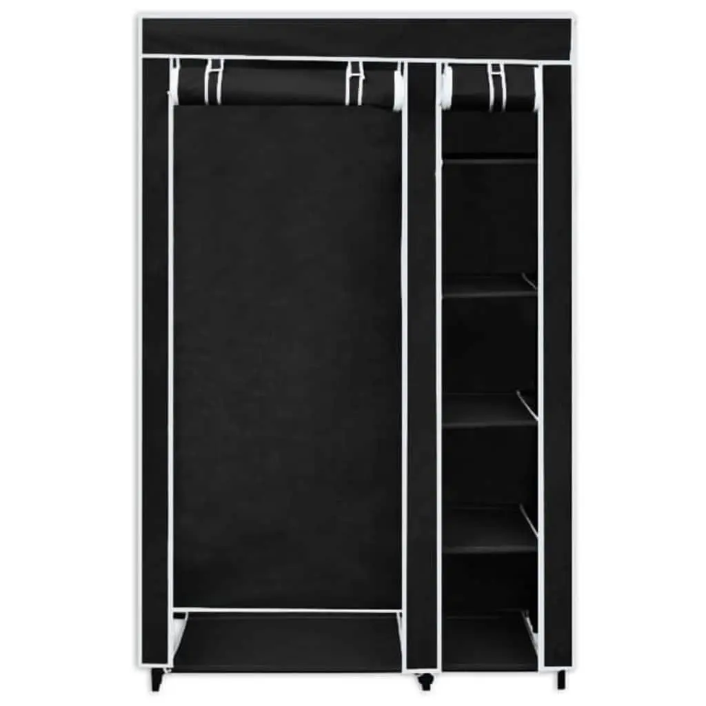 2-Piece Black Folding Wardrobe with Steel Frame