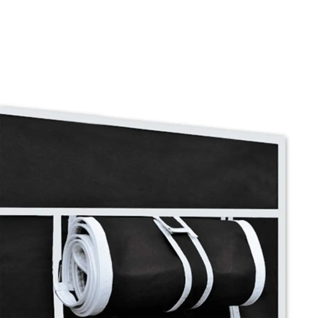 2-Piece Black Folding Wardrobe with Steel Frame