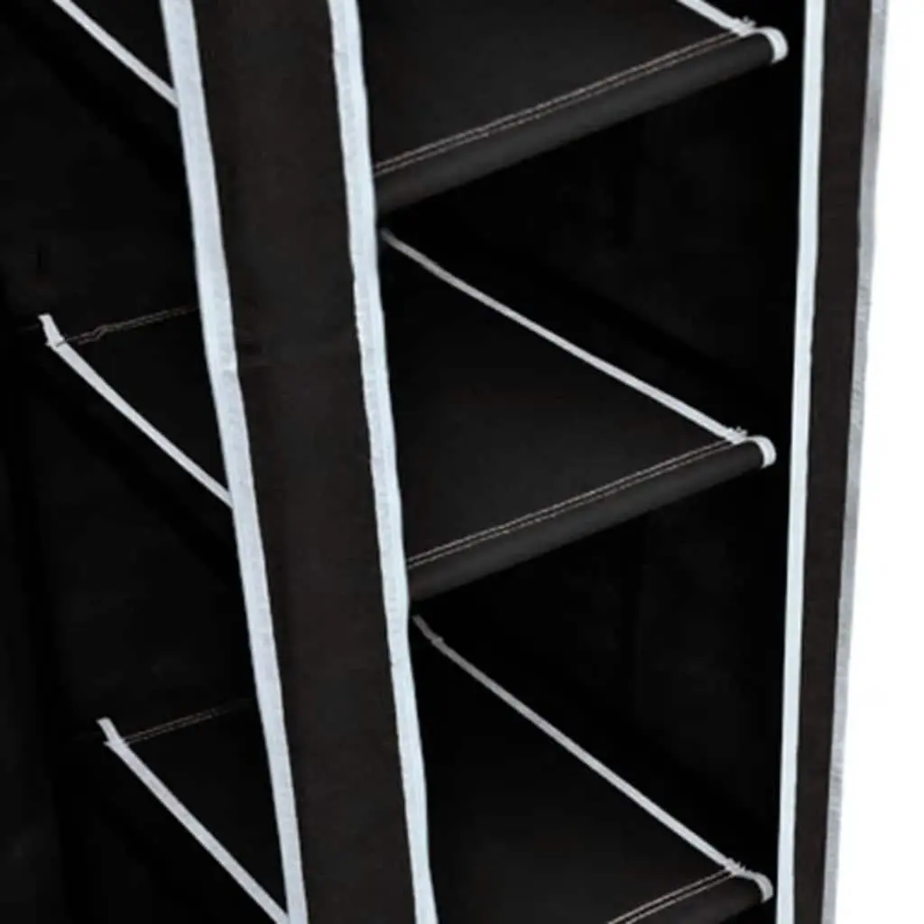 2-Piece Black Folding Wardrobe with Steel Frame