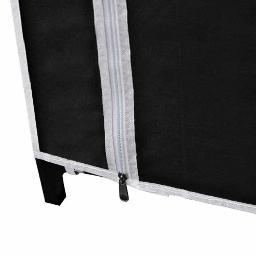 2-Piece Black Folding Wardrobe with Steel Frame