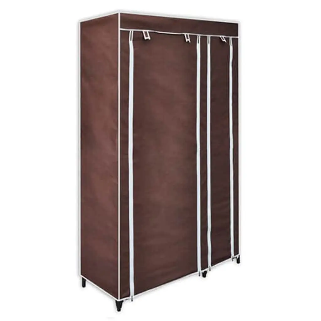 Folding Fabric Wardrobes for Bedroom 2 Piece Brown Portable Storage Closet