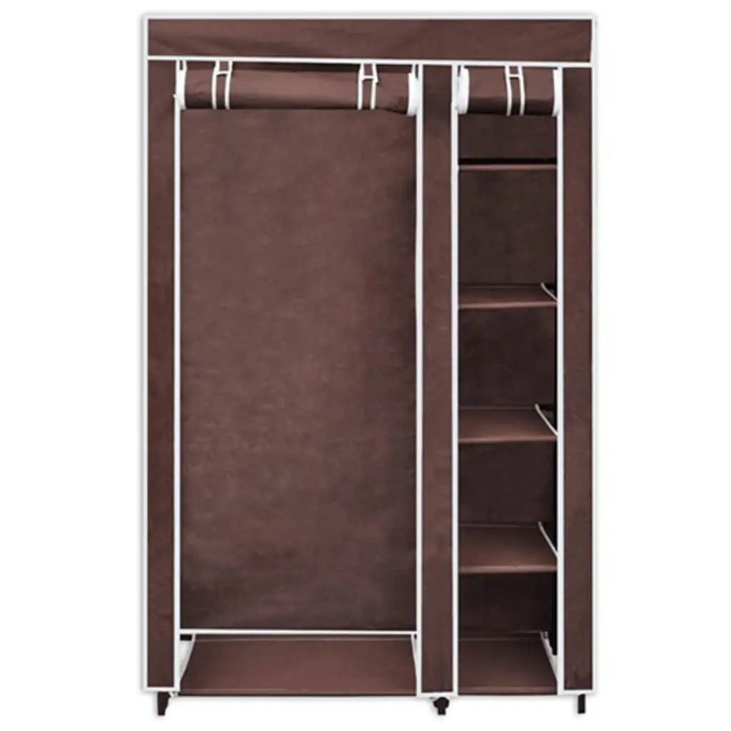 Folding Fabric Wardrobes for Bedroom 2 Piece Brown Portable Storage Closet