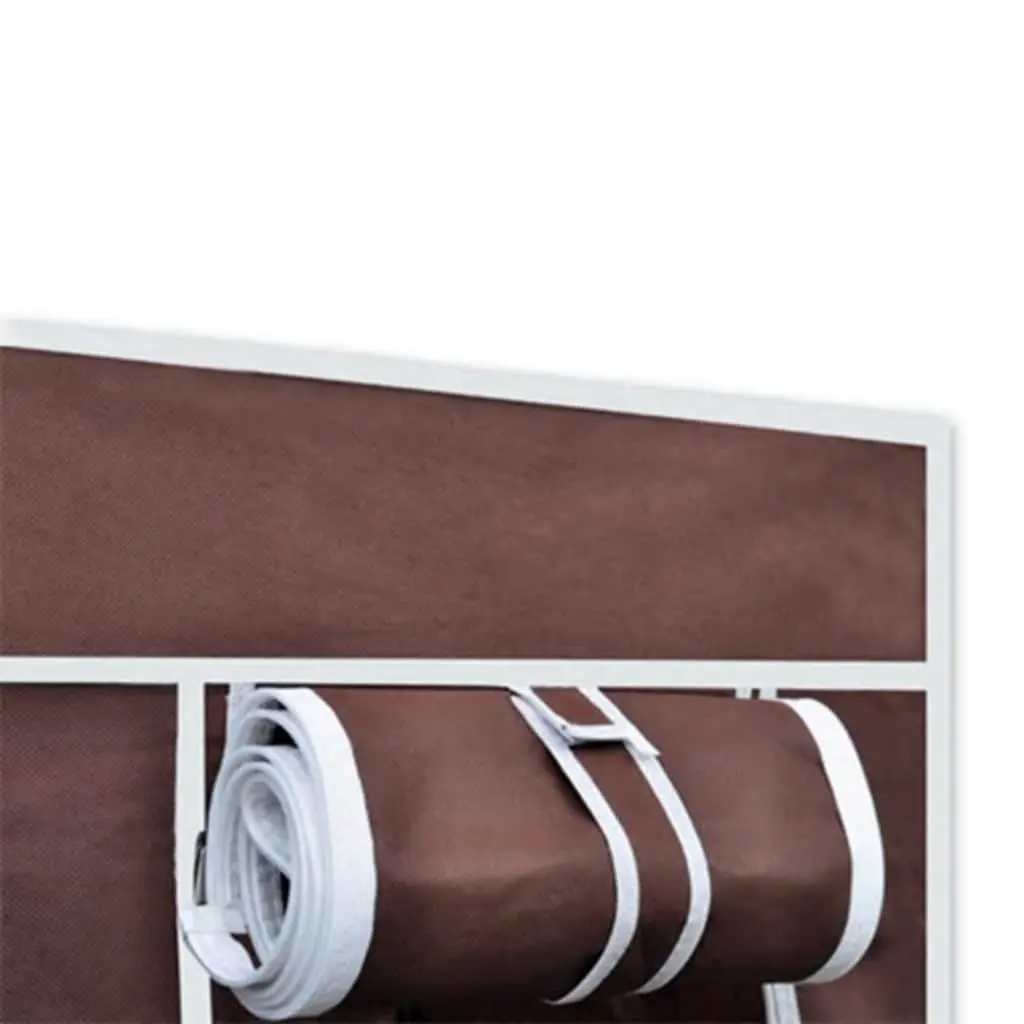 Folding Fabric Wardrobes for Bedroom 2 Piece Brown Portable Storage Closet