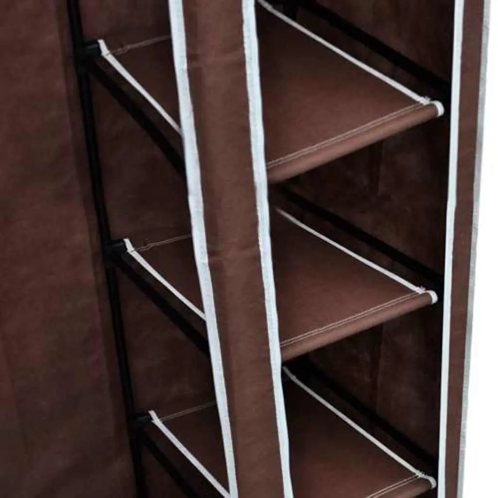 Folding Fabric Wardrobes for Bedroom 2 Piece Brown Portable Storage Closet