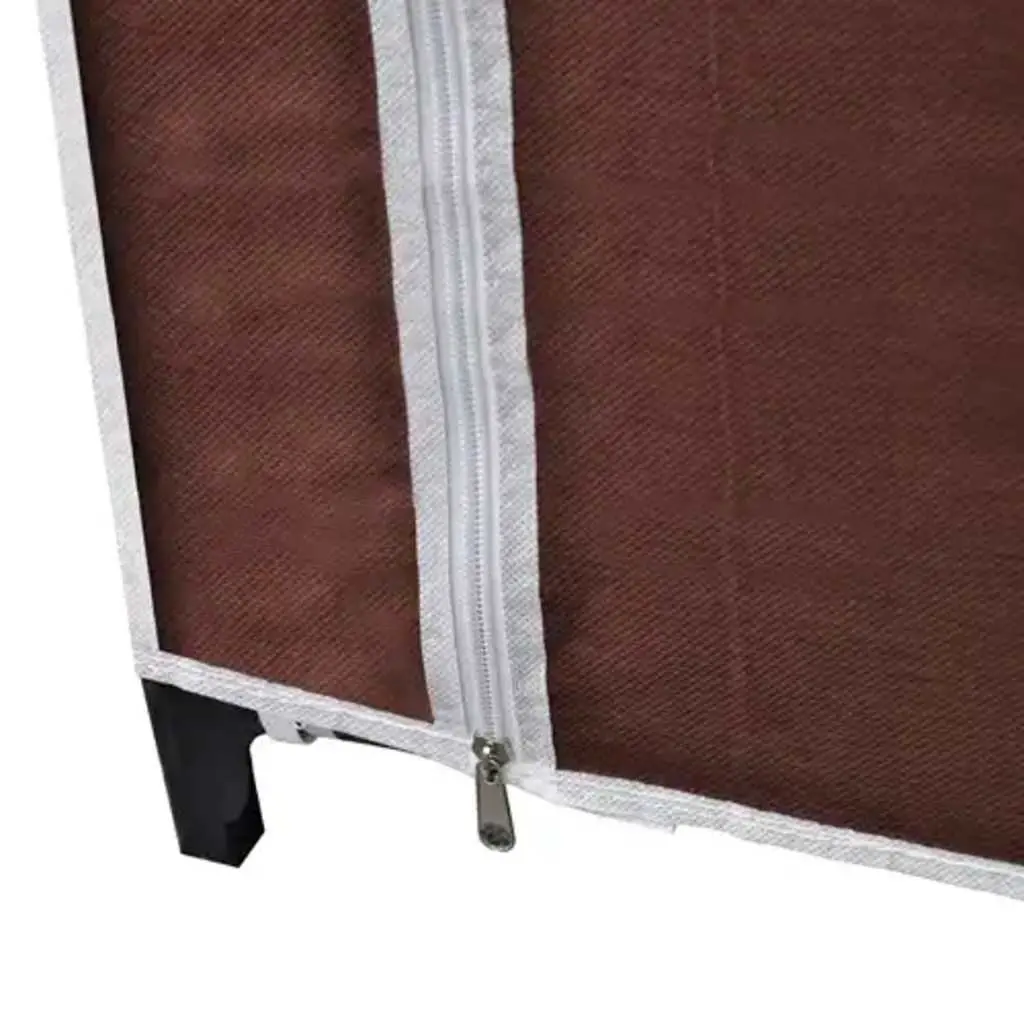 Folding Fabric Wardrobes for Bedroom 2 Piece Brown Portable Storage Closet