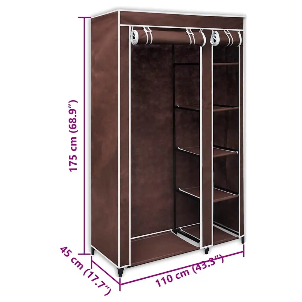Folding Fabric Wardrobes for Bedroom 2 Piece Brown Portable Storage Closet