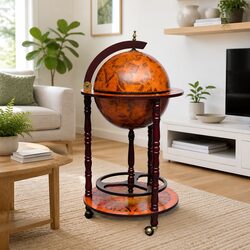 Wooden Globe Bar Storage Cabinet – Solid Wood Construction