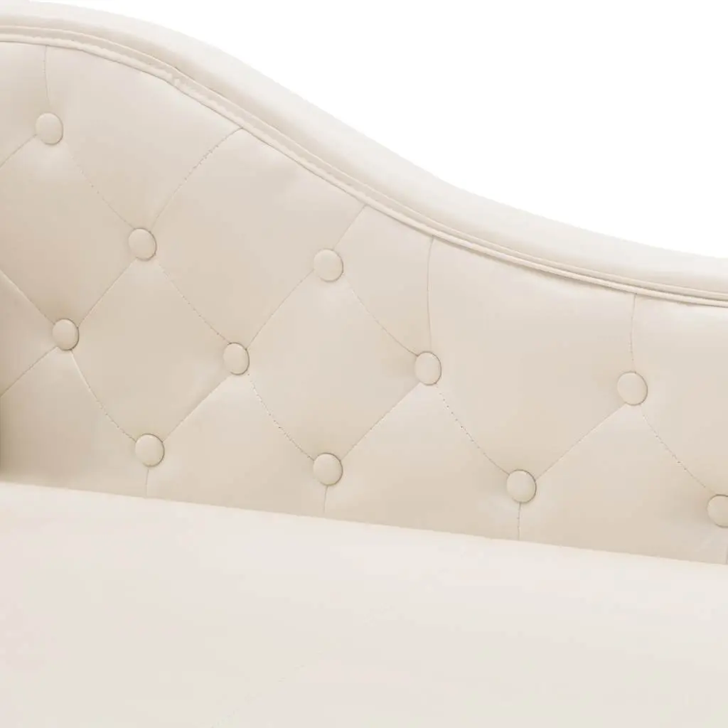 Cream White Faux Leather Chaise Longue