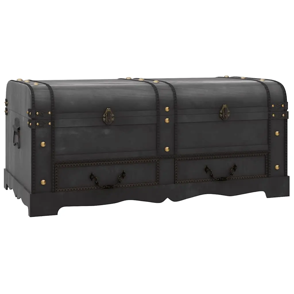Wooden Storage Chest for Home Black Vintage Coffee Table Size
