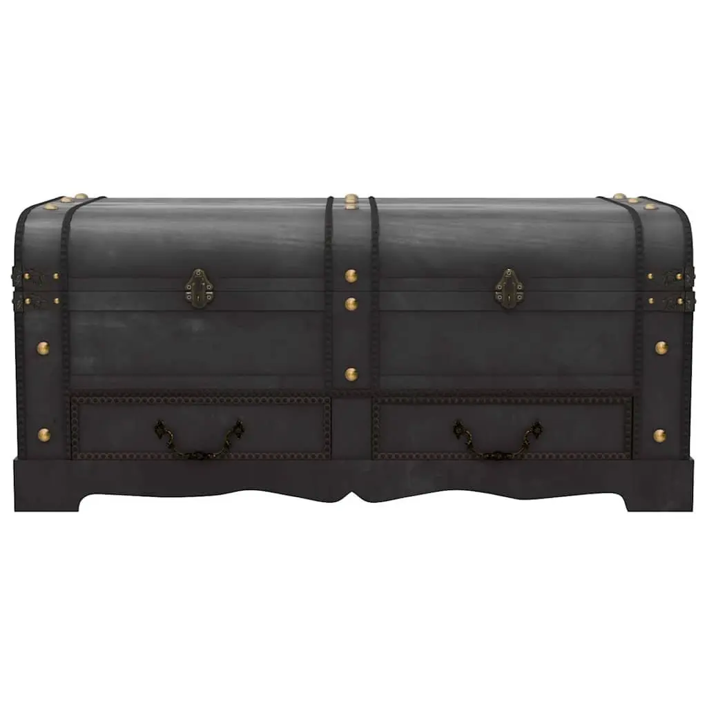 Wooden Storage Chest for Home Black Vintage Coffee Table Size