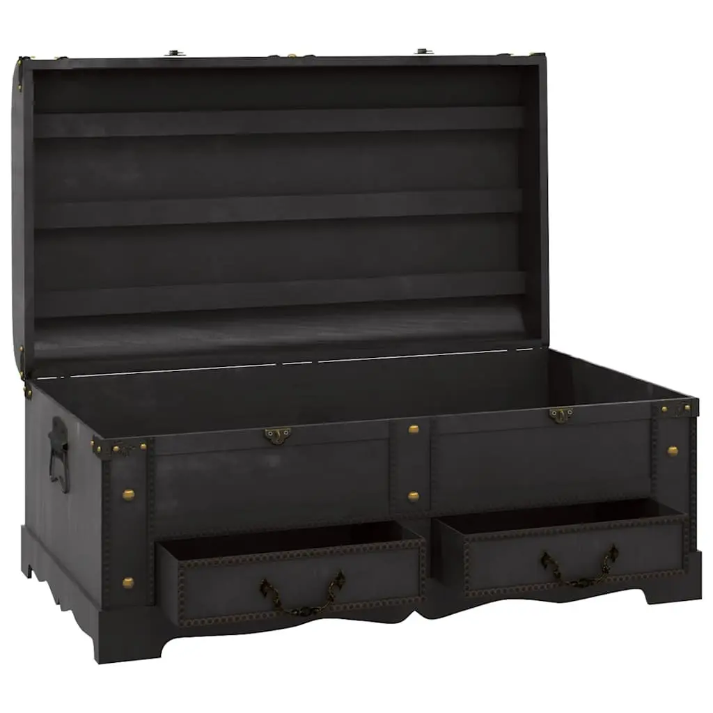 Wooden Storage Chest for Home Black Vintage Coffee Table Size