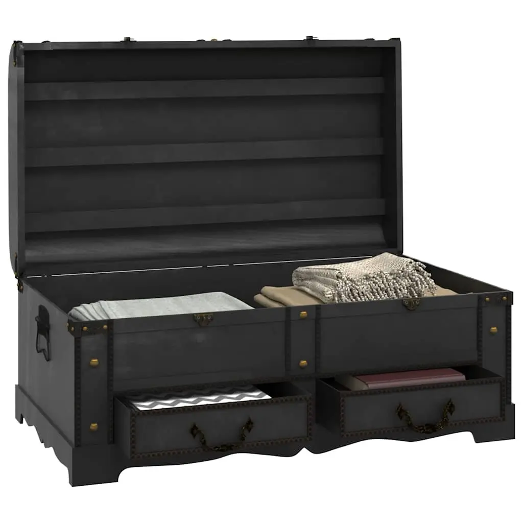 Wooden Storage Chest for Home Black Vintage Coffee Table Size