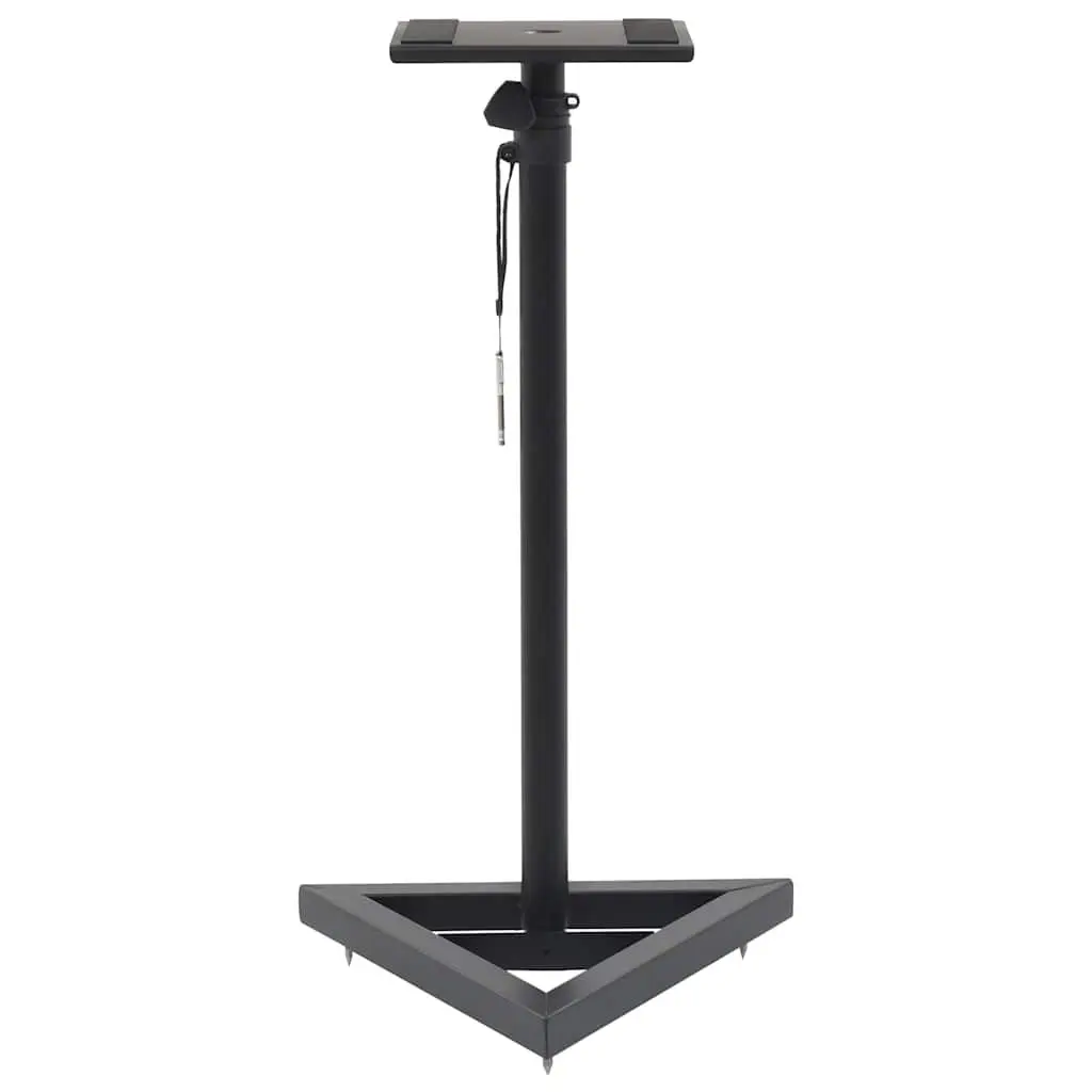 Speaker Stands Studio Monitor 2pcs Black Steel Adjustable Height Triangular Base