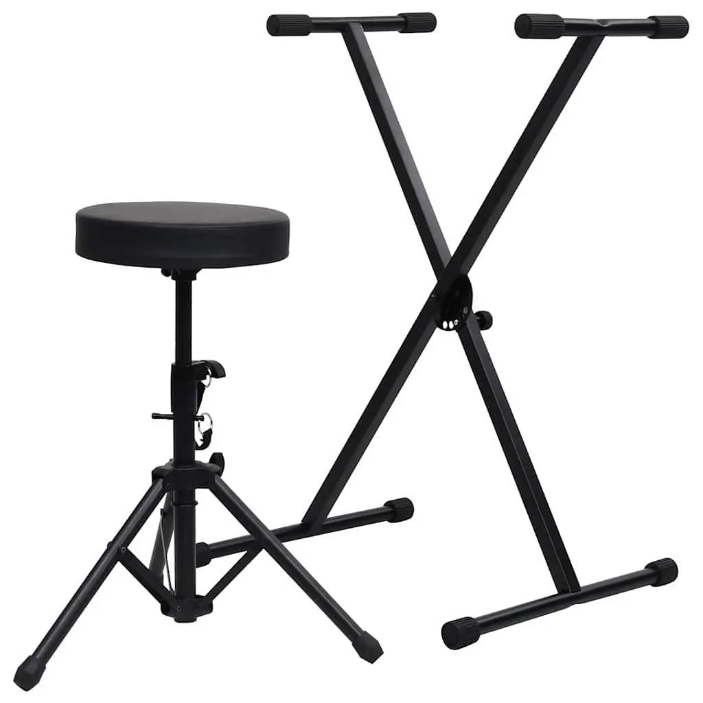 Adjustable Keyboard Stand and Stool Set