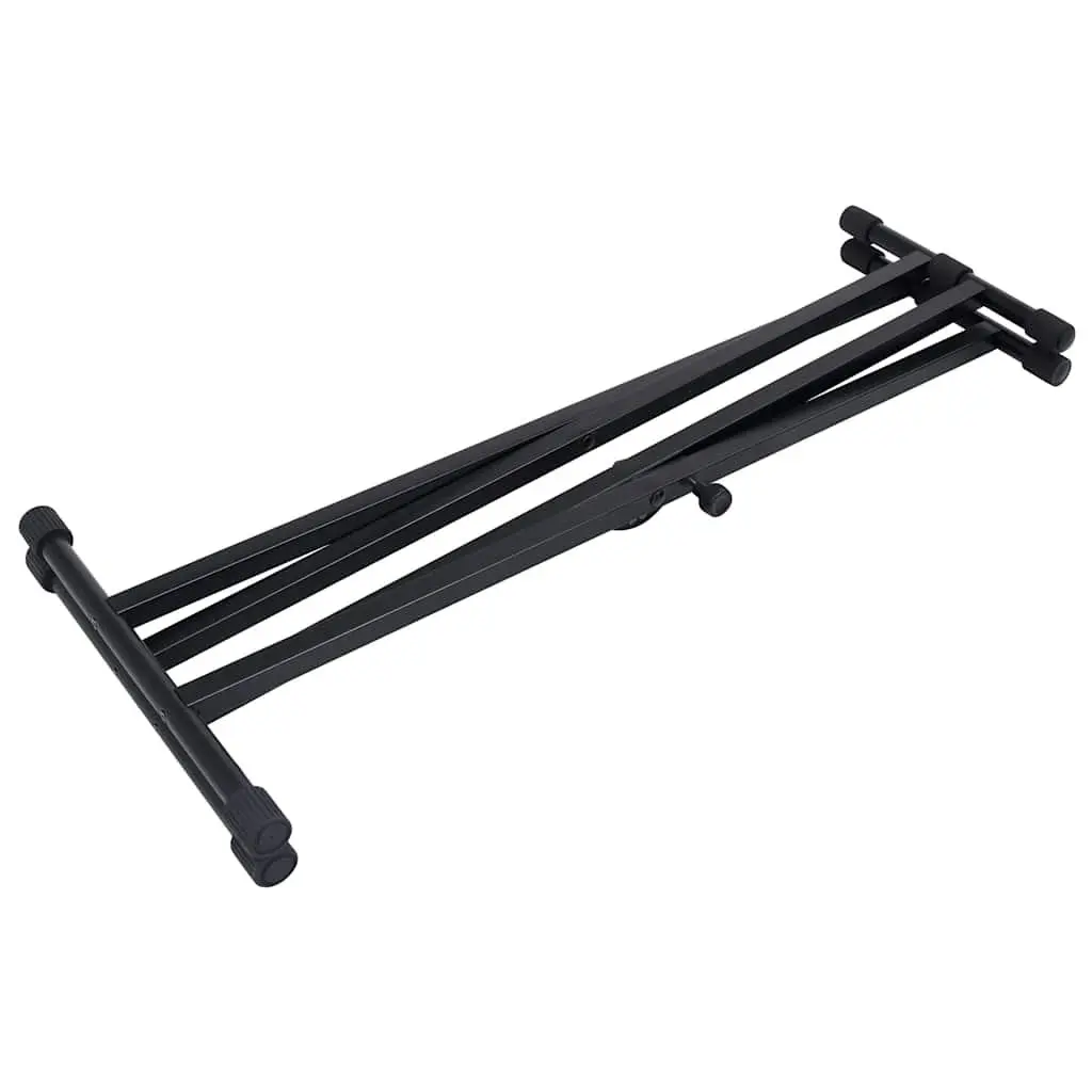 Adjustable Keyboard Stand and Stool Set for Music Black