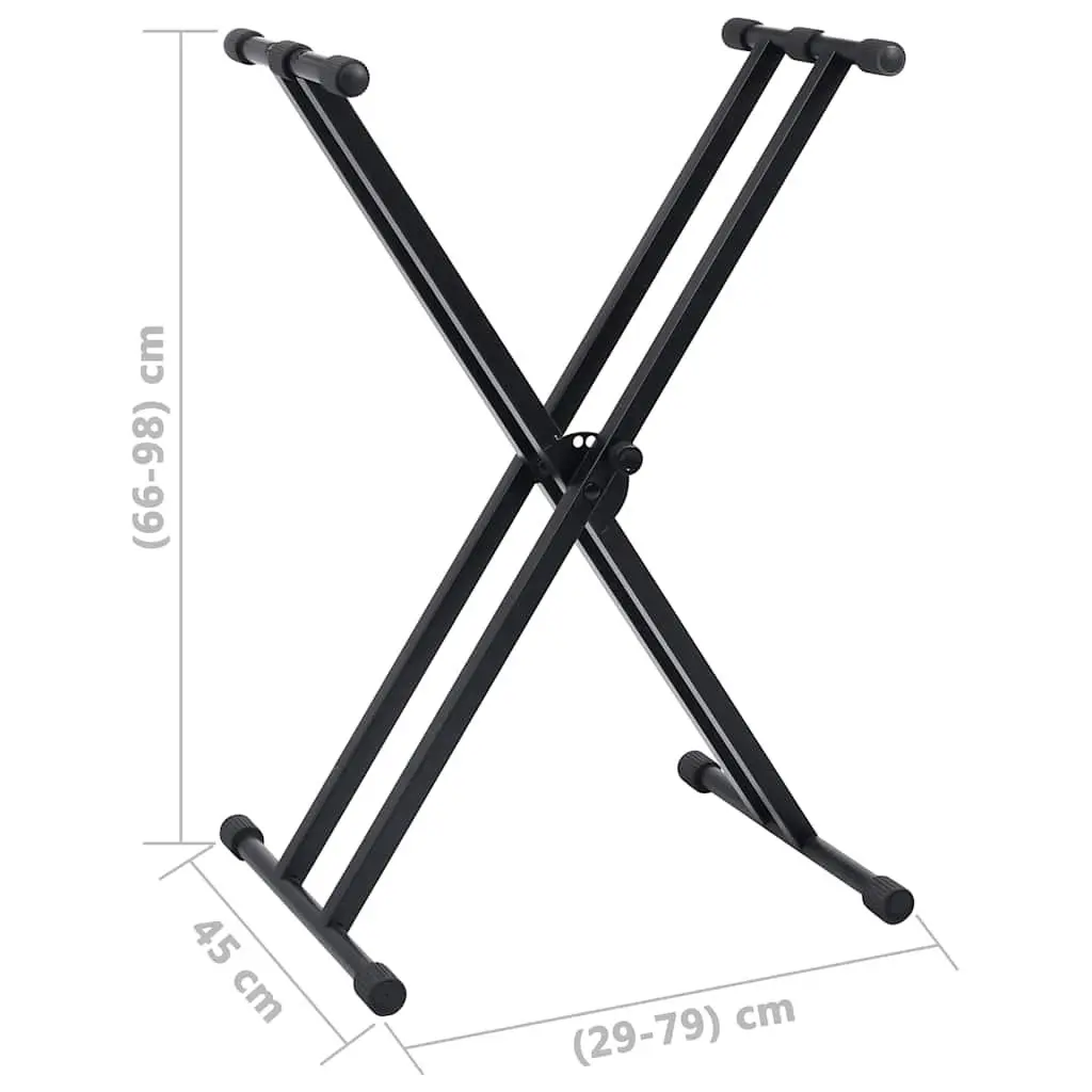 Adjustable Keyboard Stand and Stool Set for Music Black