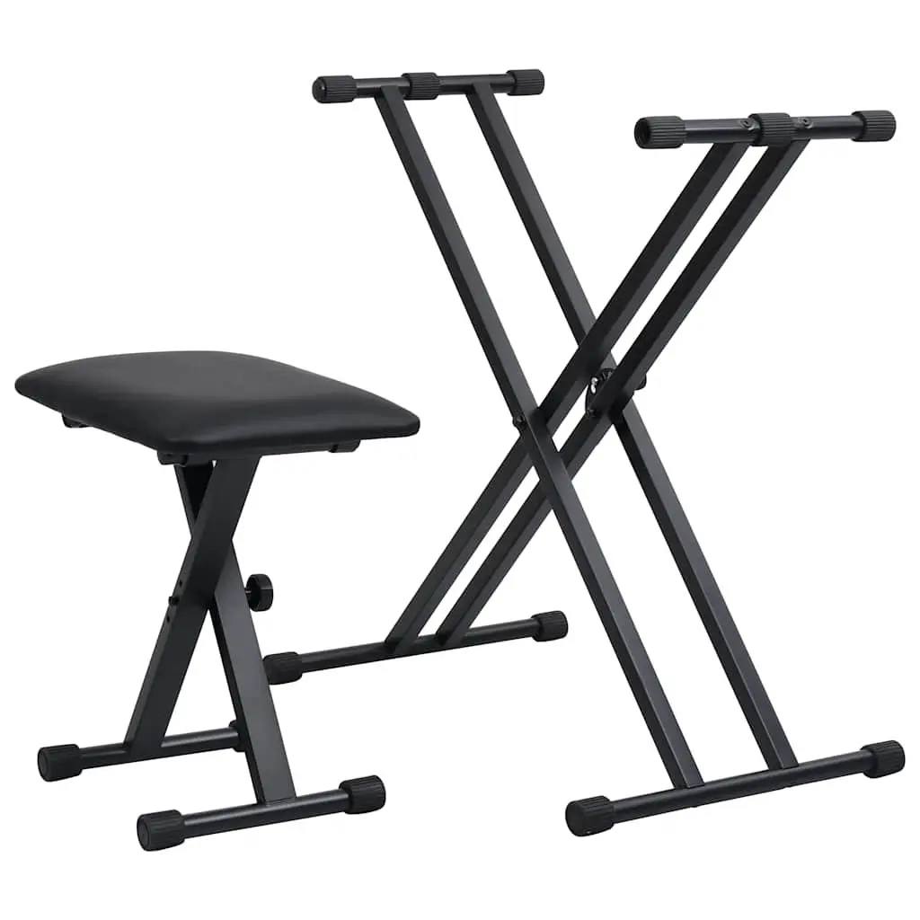 Adjustable Keyboard Stand and Stool Set Foldable Music Performance Practice