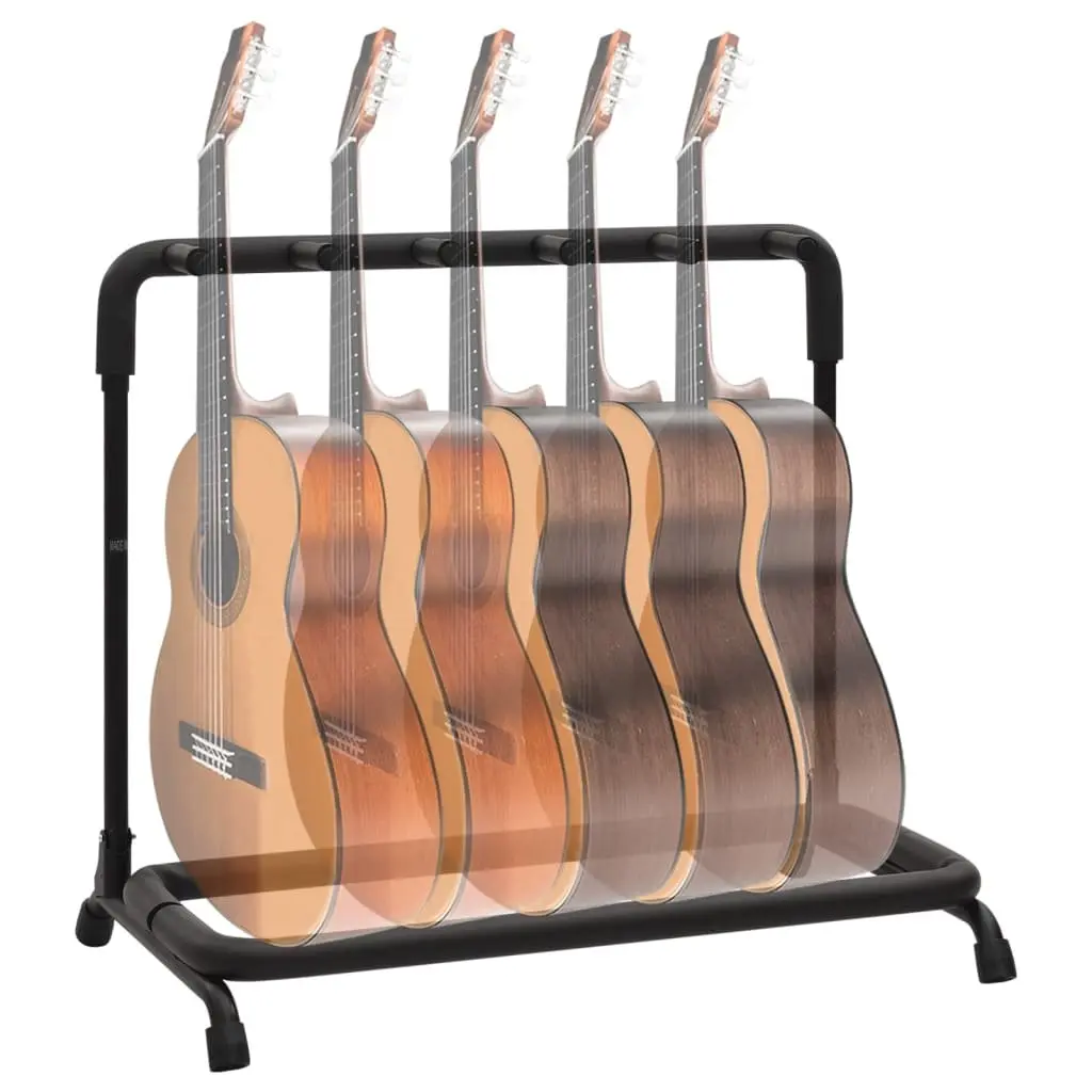 Guitar Stand 5 Section Folding Steel Frame Floor Rack Storage Holder Black
