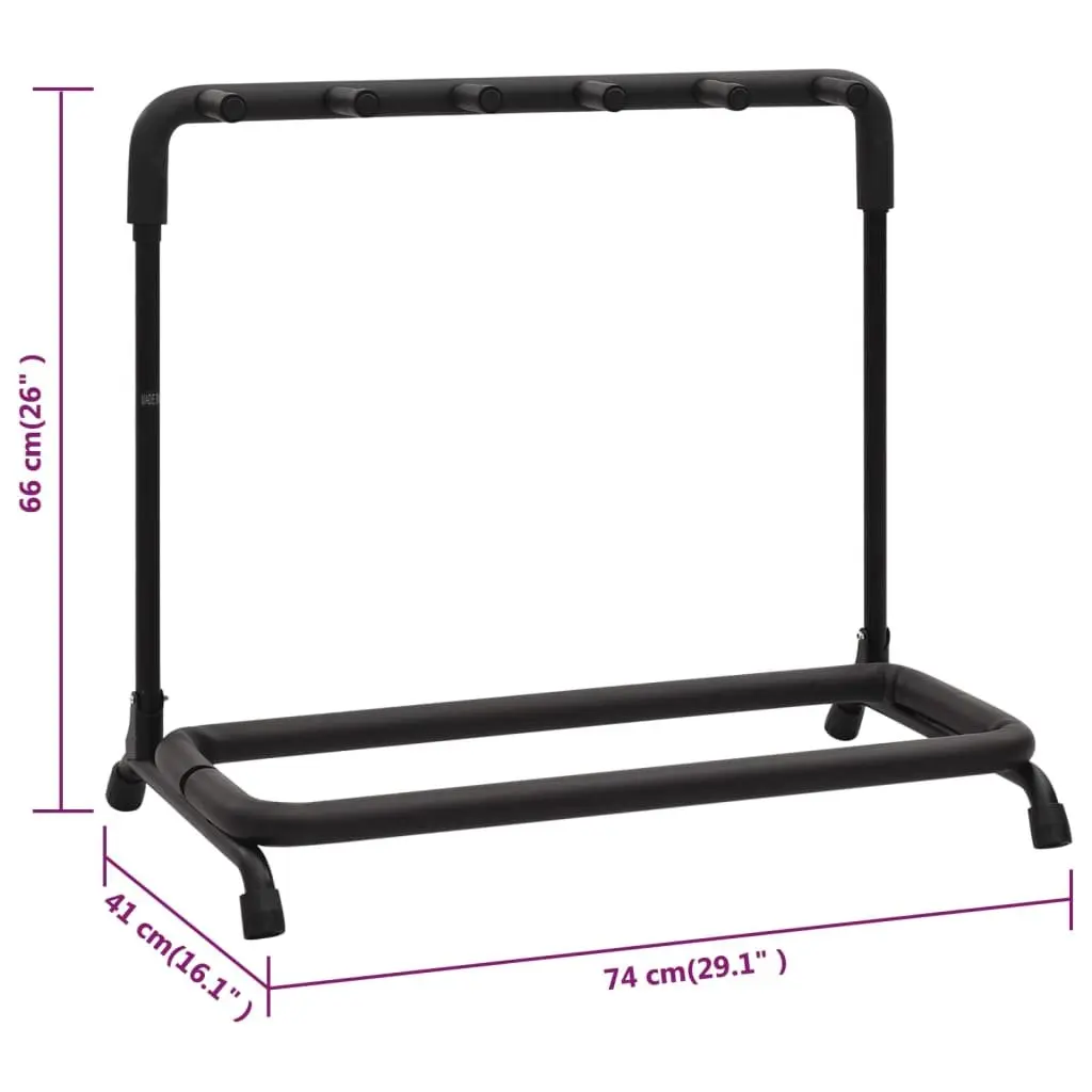 Guitar Stand 5 Section Folding Steel Frame Floor Rack Storage Holder Black
