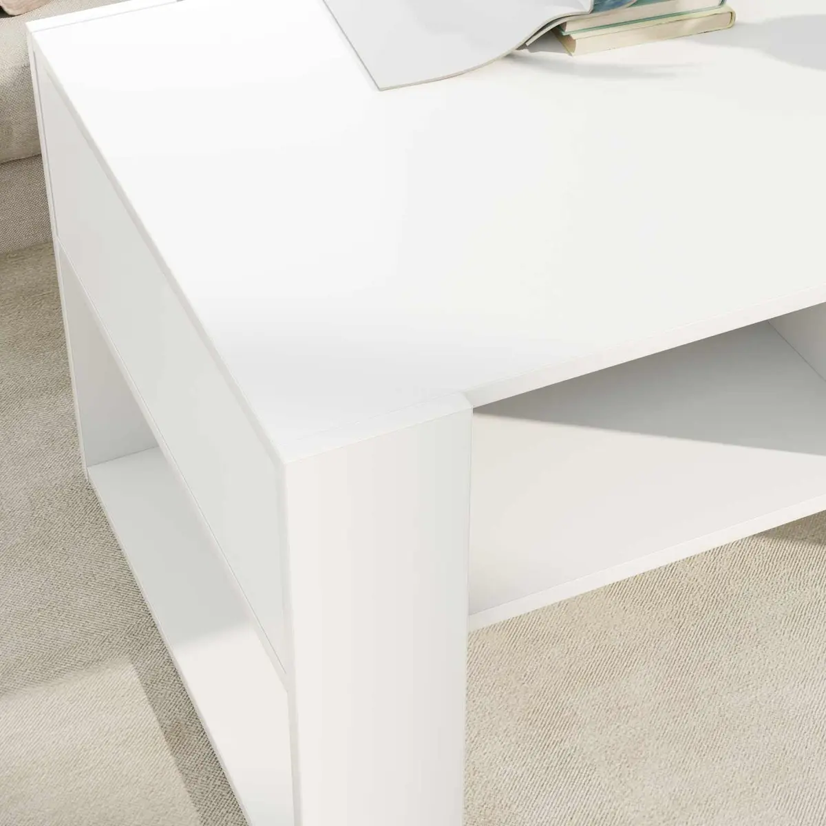 Coffee Table with Storage White 92 x 53 x 45 cm Engineered Wood Accent Living