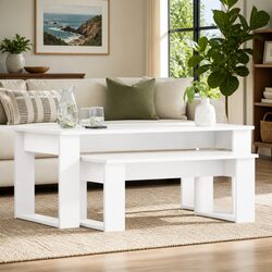 Coffee Table Set Specifications: 2-Piece White Design