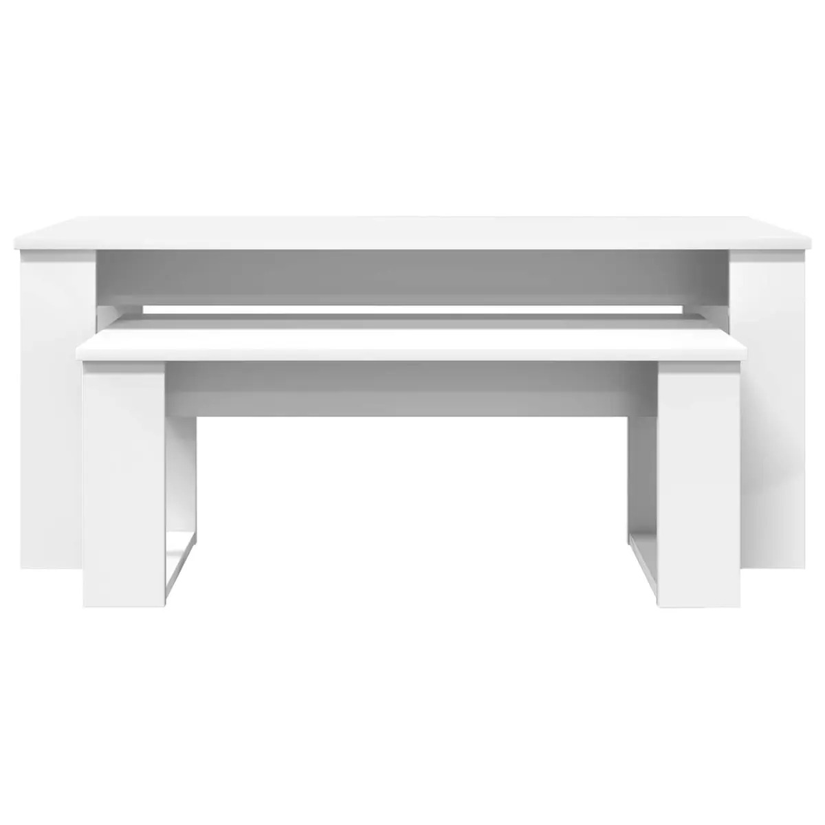 Coffee Table Set 2 Pieces White Modern Lounge Living Room Accent Furniture