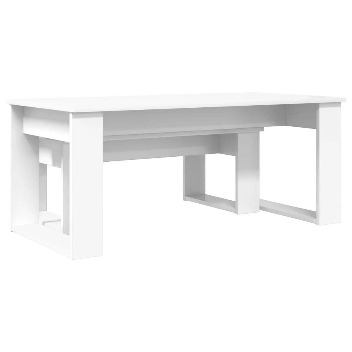 Coffee Table Set 2 Pieces White Modern Lounge Living Room Accent Furniture