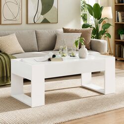 White Coffee Table: 110 x 50 x 41 cm, Engineered Wood