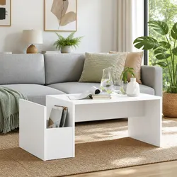 Coffee Table Specifications: Rectangular White Design 90x45x35cm