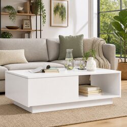White Coffee Table Dimensions: 95 x 55 x 31 cm with Drawer