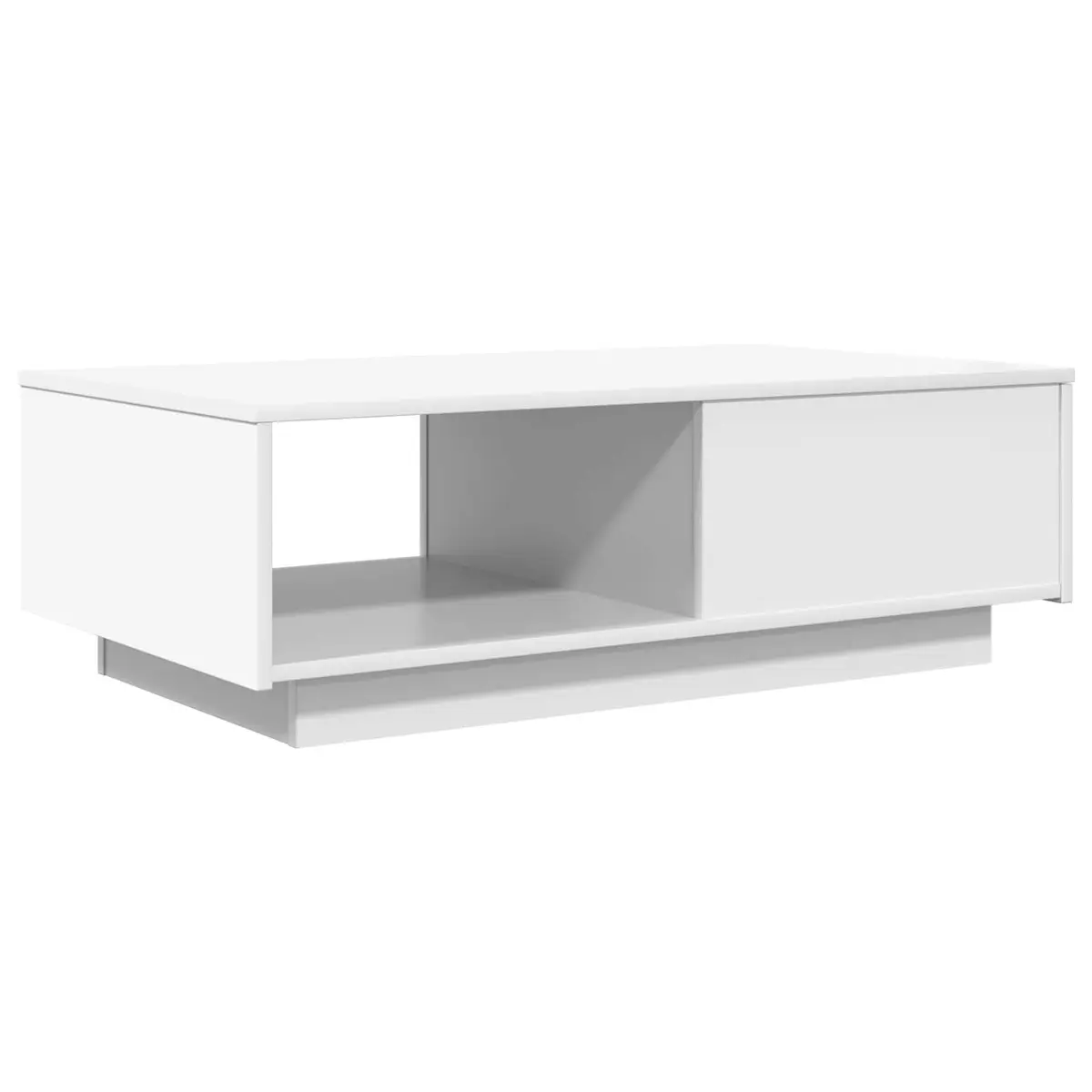 Coffee Table with Drawer White Rectangular Living Room Accent Furniture Storage