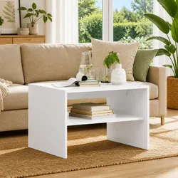 Coffee Table Specifications: White, Rectangular, Durable