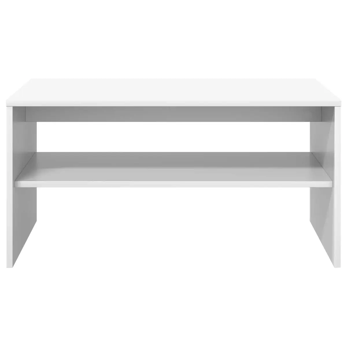 Rectangular White Coffee Table with Engineered Wood Build