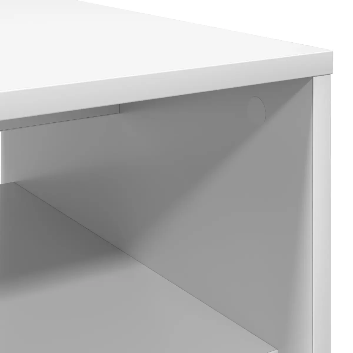 Rectangular White Coffee Table with Engineered Wood Build