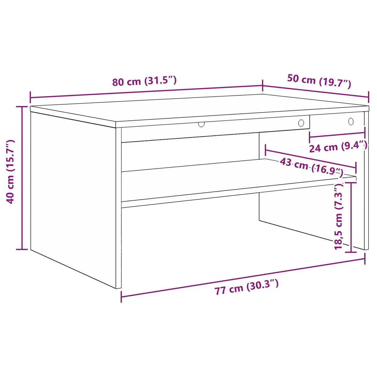 Rectangular White Coffee Table with Engineered Wood Build