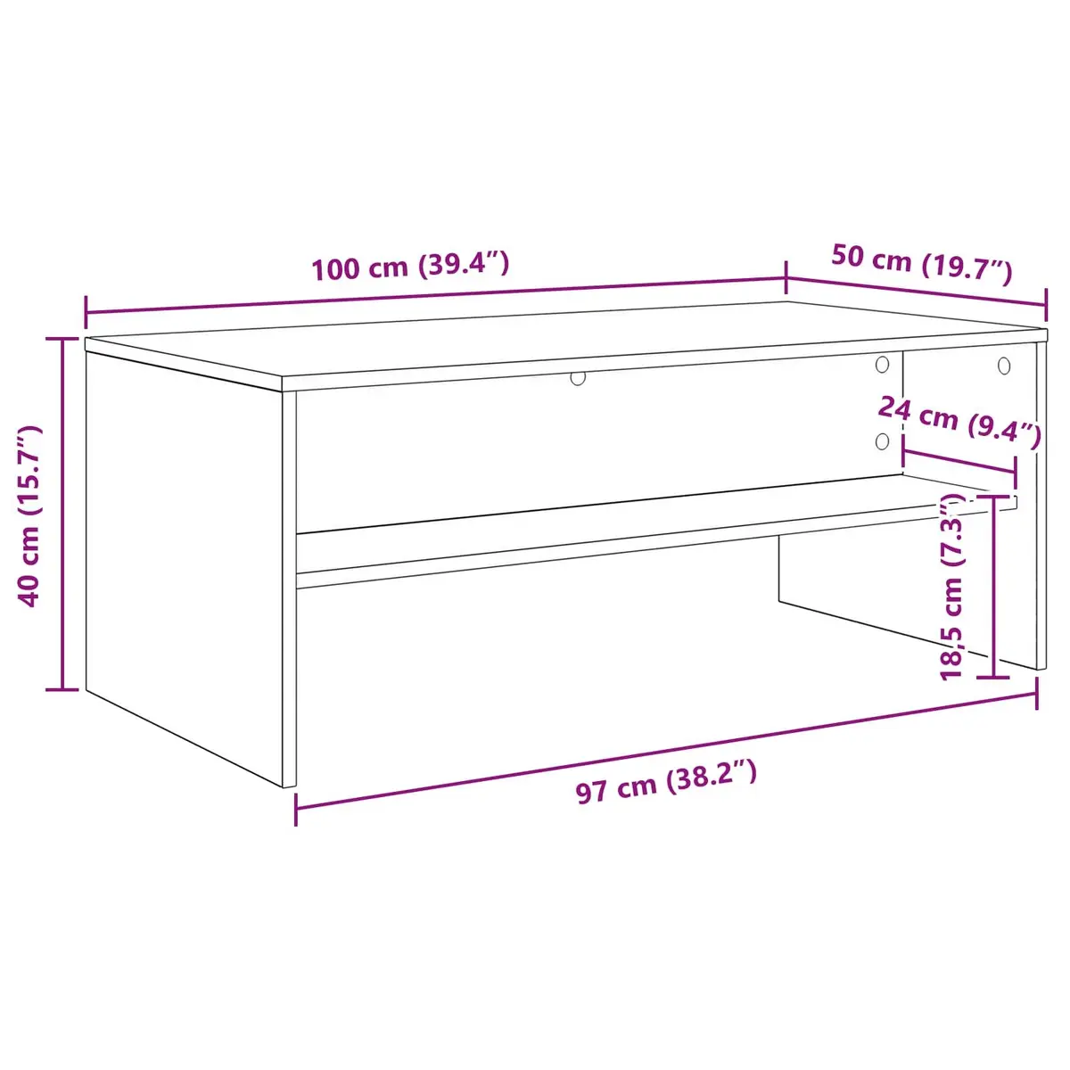 White Rectangular Coffee Table with Storage