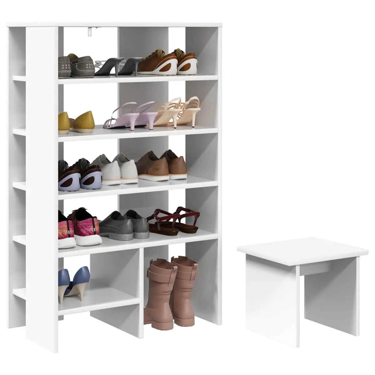 Shoe Cabinet with Shelf 2 pcs White Storage Organiser Modern Hallway Entryway